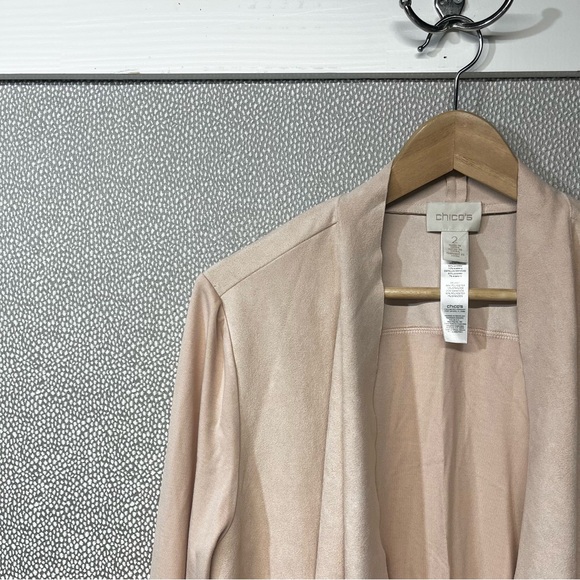 2 (12/L) Chico’s Drape Front Faux Suede & Knit Jacket NWOT - Picture 2 of 8